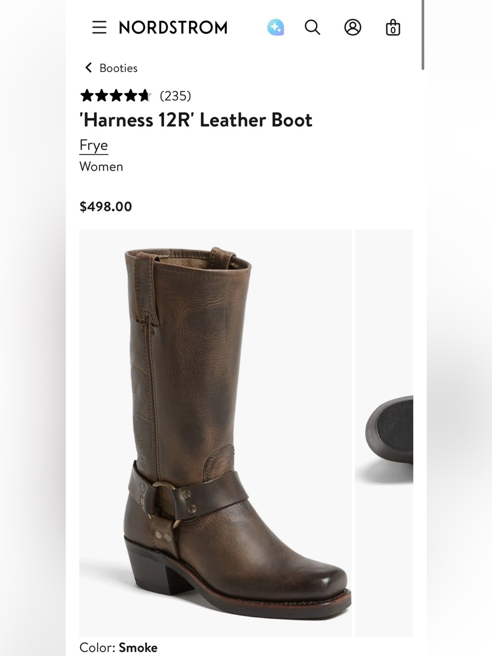 Frye Harness Leather Boot in Smoke/brown